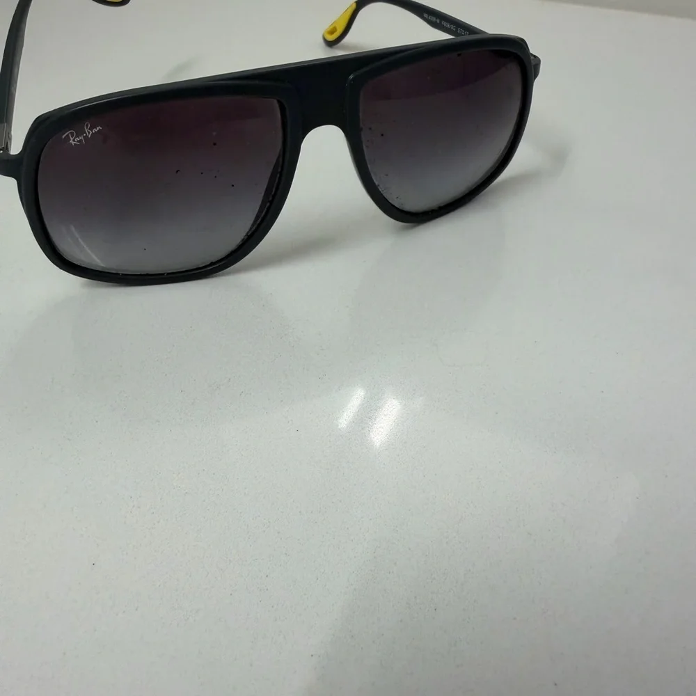 Ray-Ban x Ferrari Black Sunglasses Yellow Temple Tips Unisex